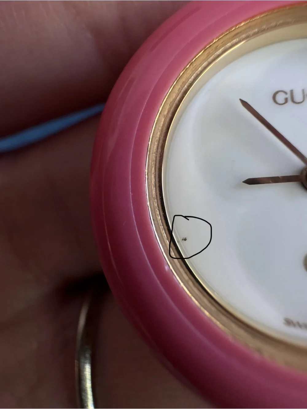 Vintage Gucci 11/12 Change Bezel Gold Pink  Bezel Bangle Quartz Women's Watch